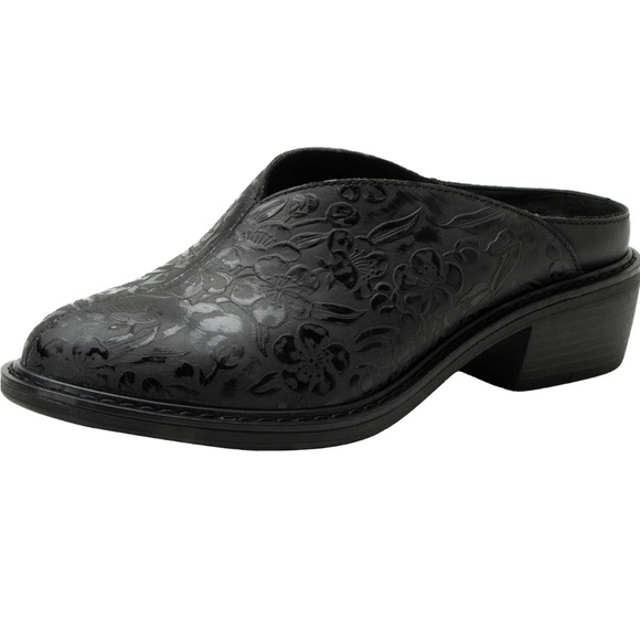 Alegria Shoes - Alegria Women’s Black Embossed Michy Mule- Heel Clog